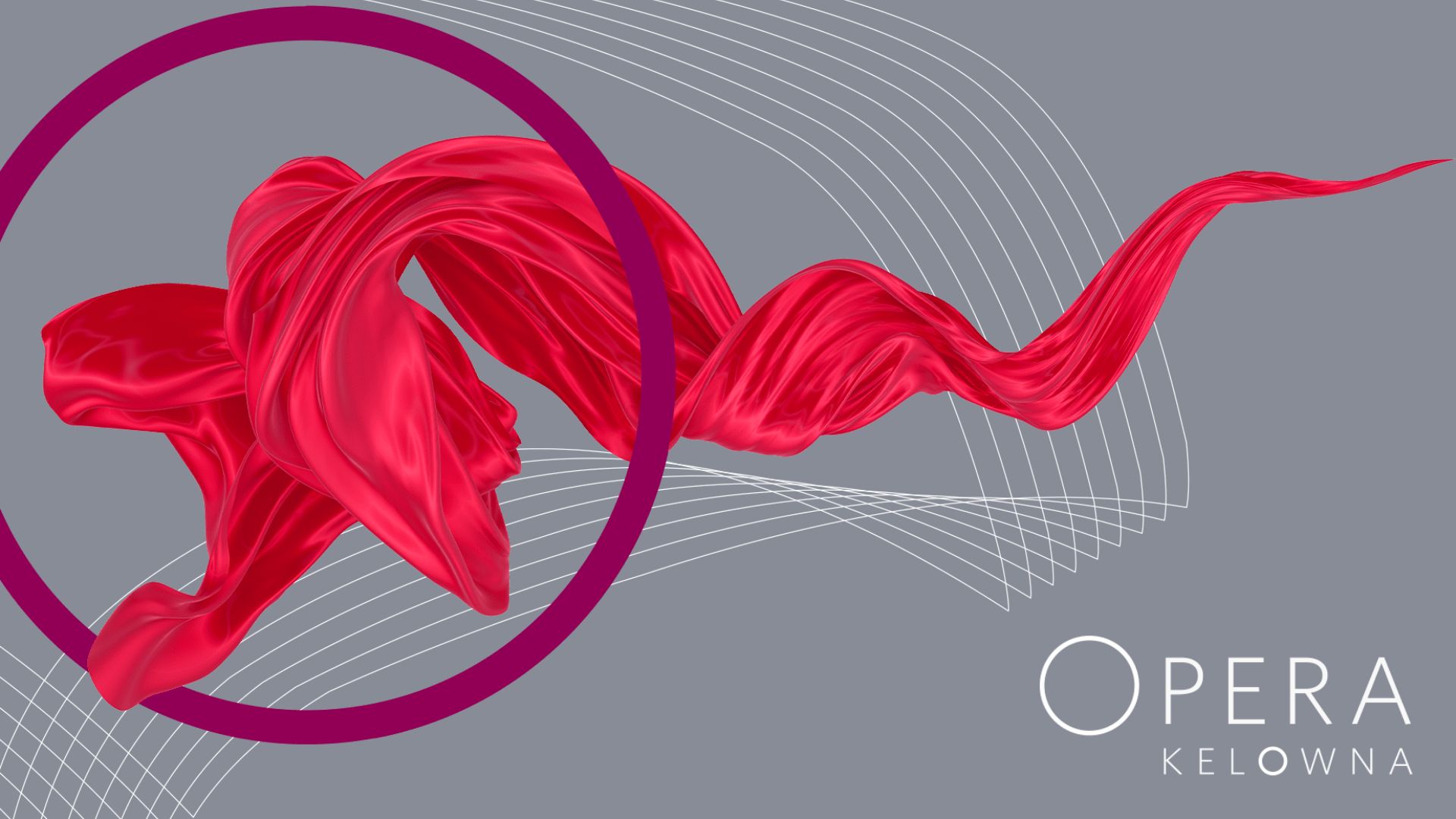 Opera Kelowna logo with flowing red scarf