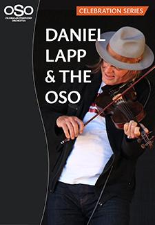 Daniel Lapp playing fiddle. Left text: Daniel Lapp & The OSO